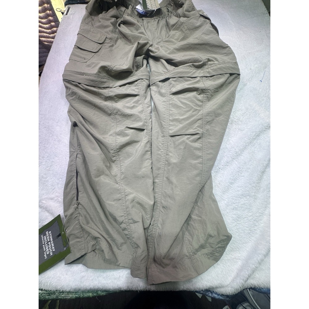 Sports Afield Mens Outdoor Khaki Mesh Lined Pants Size Xl 40-42 Hiking Zip Short